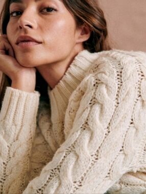 Sezane Diego Jumper | Cream Cable-Pattern Mockneck Sweater